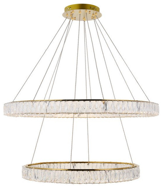 Madeleine Integrated LED Light Gold Chandelier Clear Royal Cut CrystalBy Home Living