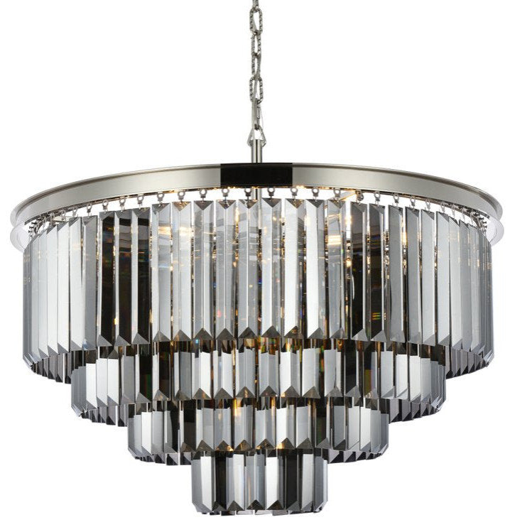 Elegant 1231D32PN-SS/RC Sydney 17-Light Polished Nickel Chandelier Silver ShadeBy Elegant Furniture & Lighting
