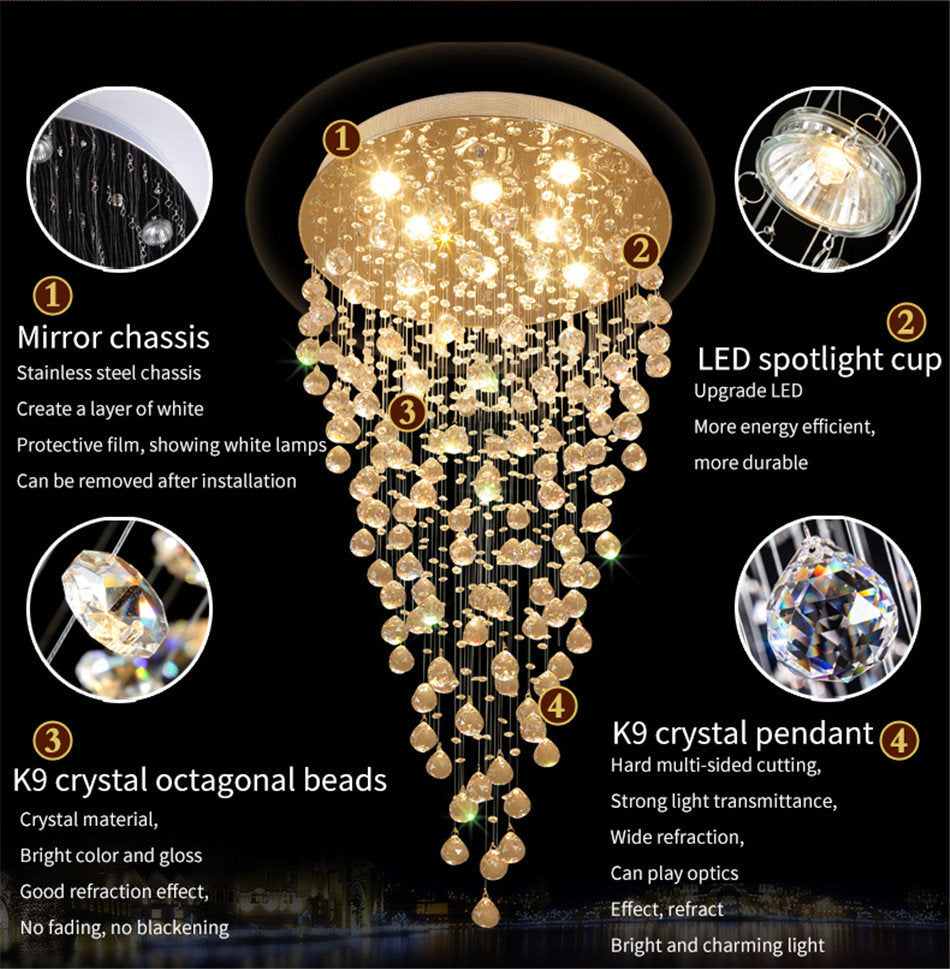 Le Tignet | Creative Large Raindrops Crystal Chandelier, 16 Bulbs, Warm LightBy Miron Demid LLC