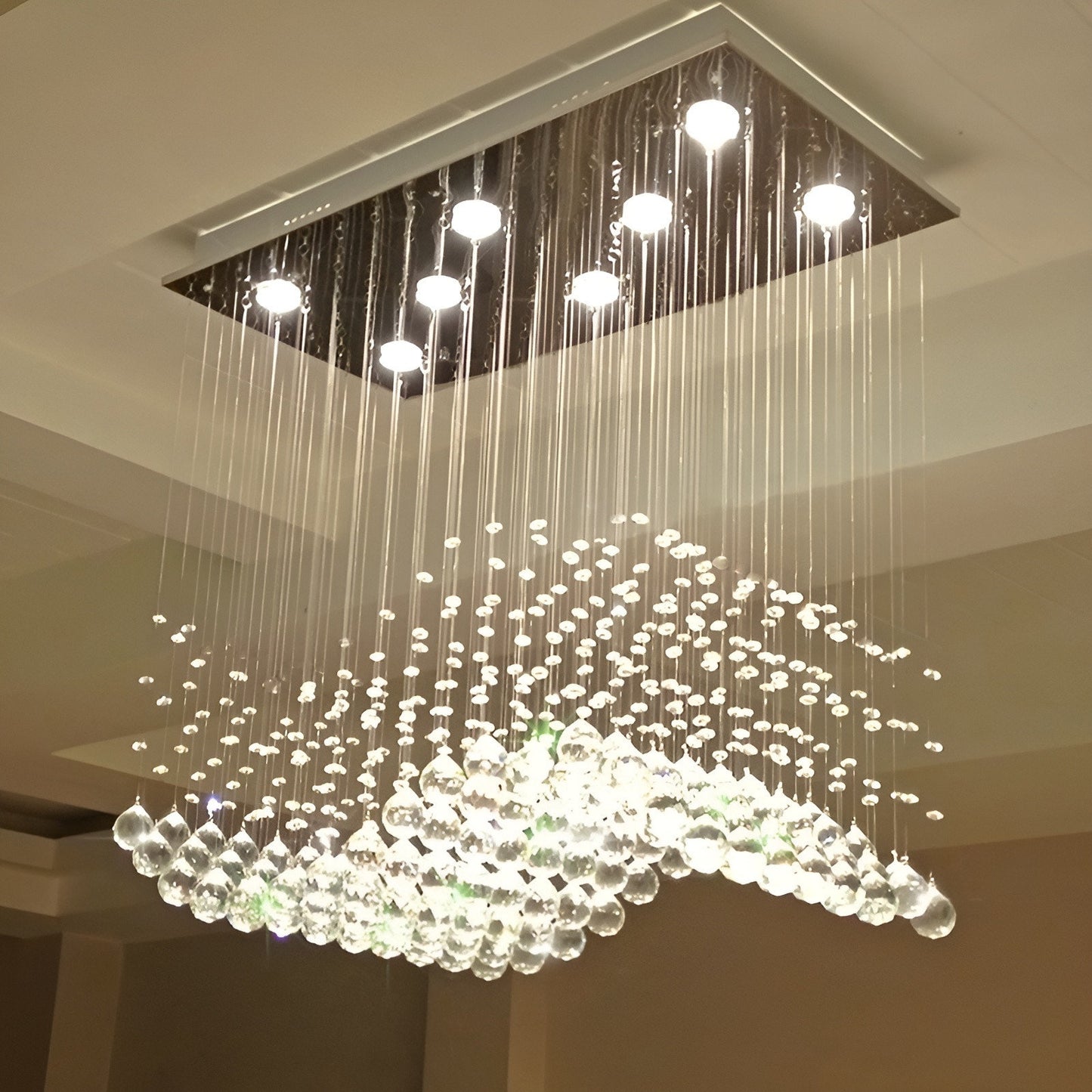 Agropoli | Luxury Rectangle LED Crystal Lamp for Dining Room, L39.4xw9.8xh39.4", Cool LightBy Miron Demid LLC
