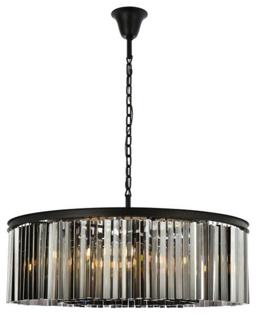 Elegant Lighting 1208G43-SS/RC Sydney 10 Light 44"W Crystal Drum - Matte BlackBy Elegant Furniture & Lighting