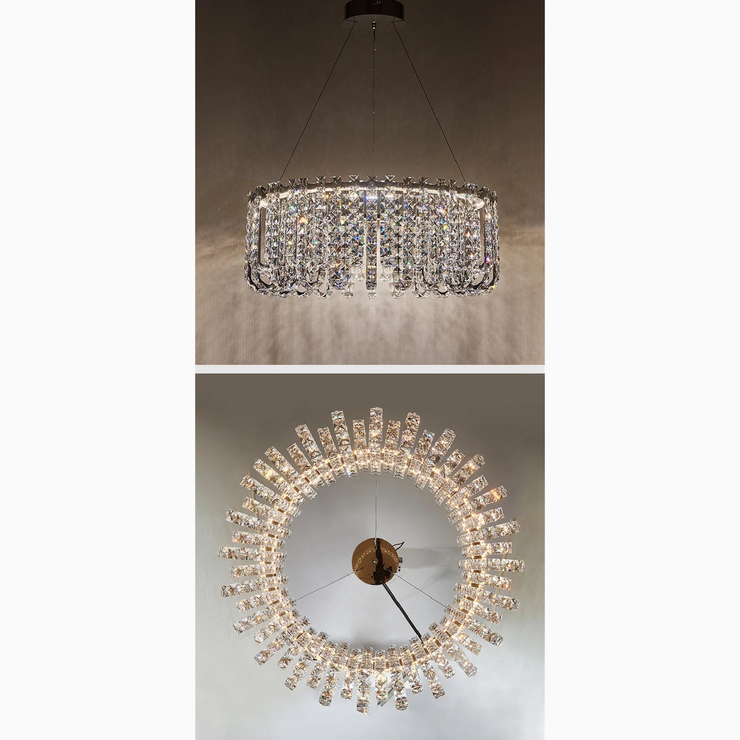 Cagnano Amiterno | Posh Large LED Crystal Pendant Chandelier, 1 Layer Medium2 -Dia31.5", Cool LightBy Miron Demid LLC