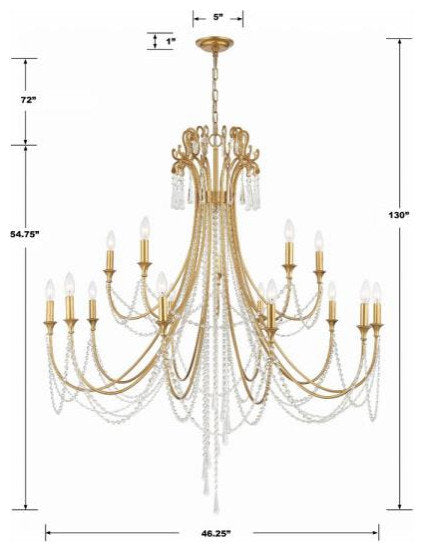 Crystorama arc-1919-ga-cl-mwp-xb-5524-WB Arcadia 15-Light 2-Tier ChandelierBy Crystorama Lighting