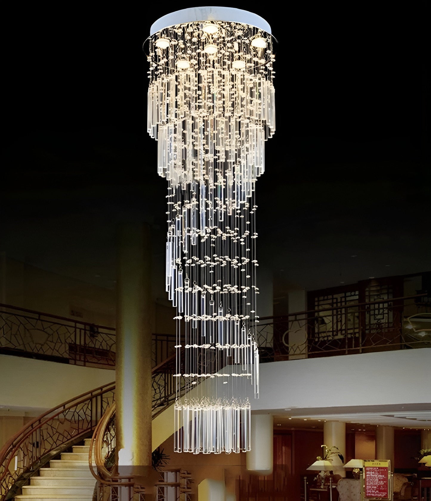 Levens | Exquisite Modern Flush Mount Crystal Chandelier, Dia31.5xh118.11" / Dia80xh300cm, Cool LightBy Miron Demid LLC