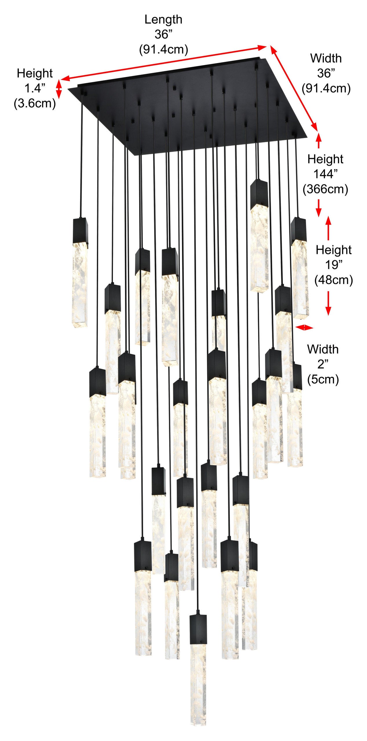 Home Living 36" Chandelier, BlackBy Home Living
