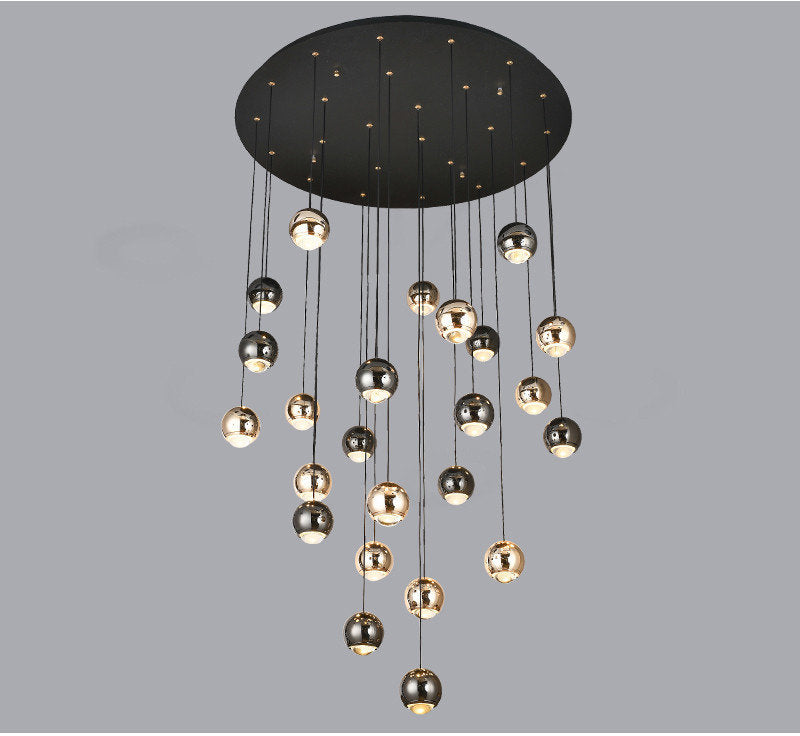 MIRODEMI? Laigueglia | Crystal LED Chandelier with Hanging Balls, Black + Gold, 24 Lights, Cool Light, DimmableBy Miron Demid LLC