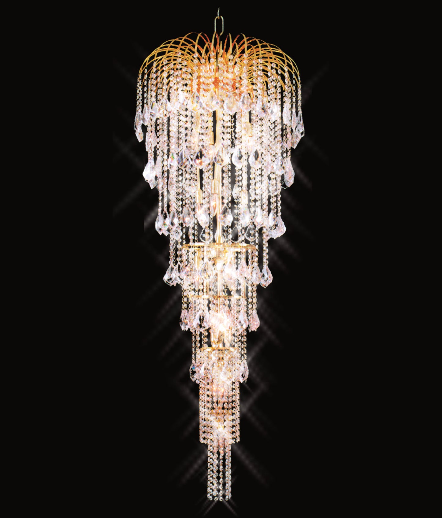 Artistry Lighting Falls Collection Hanging Crystal Chandelier 30x65, GoldBy Artistry Lighting
