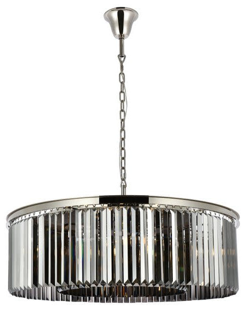 Elegant Lighting 1238G43-SS/RC Sydney 10 Light 44"W Crystal Drum - Matte BlackBy Elegant Furniture & Lighting