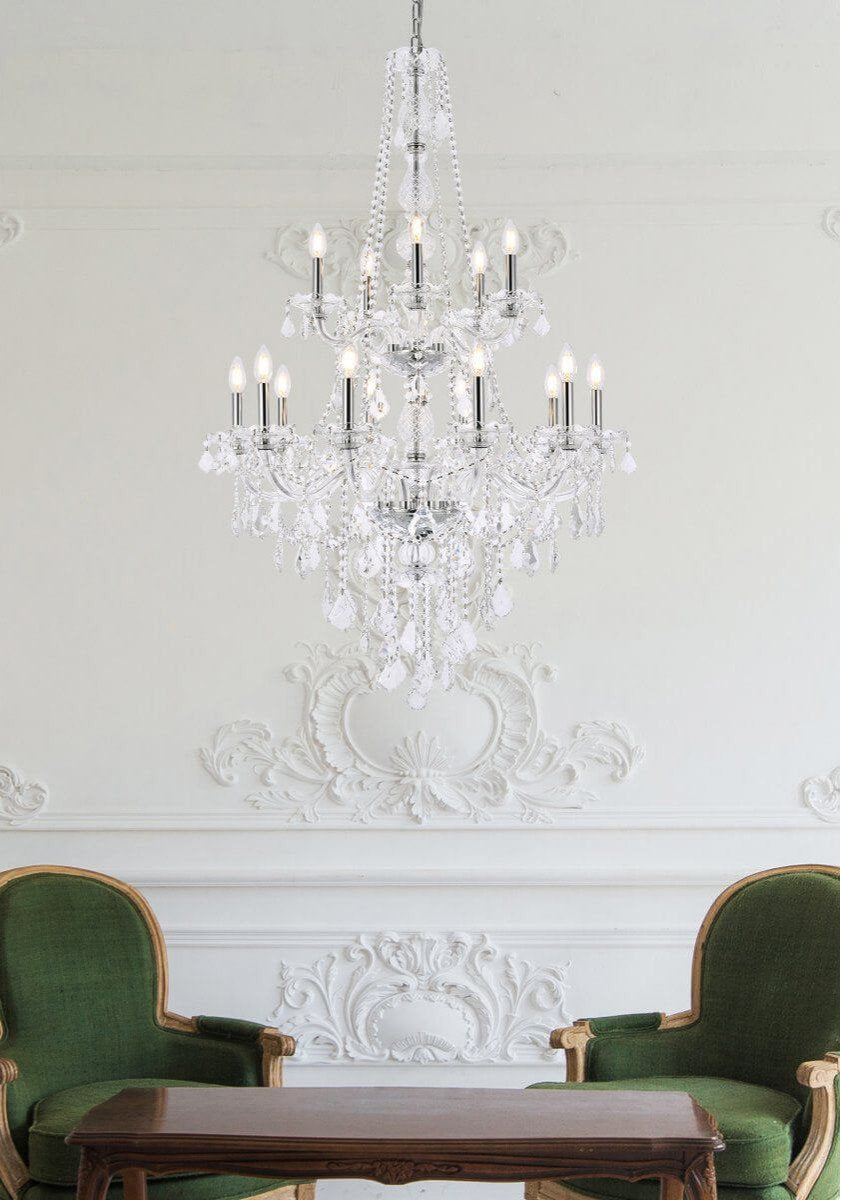 Elegant Lighting Verona Crystal Chandelier, Chrome, 32.00, Golden TeakBy Elegant Furniture & Lighting