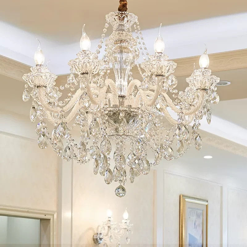Zenevredo | European-Style Retro Crystal Candle Shape Chandelier, Amber, 15 HeadsBy Miron Demid LLC