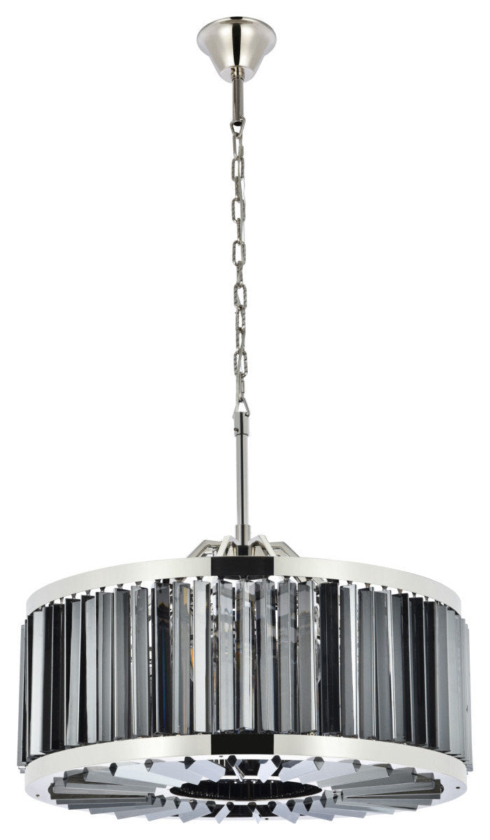 Elegant Lighting 1203D28-SS/RC Chelsea 8 Light 28"W Crystal Drum - Matte BlackBy Elegant Furniture & Lighting