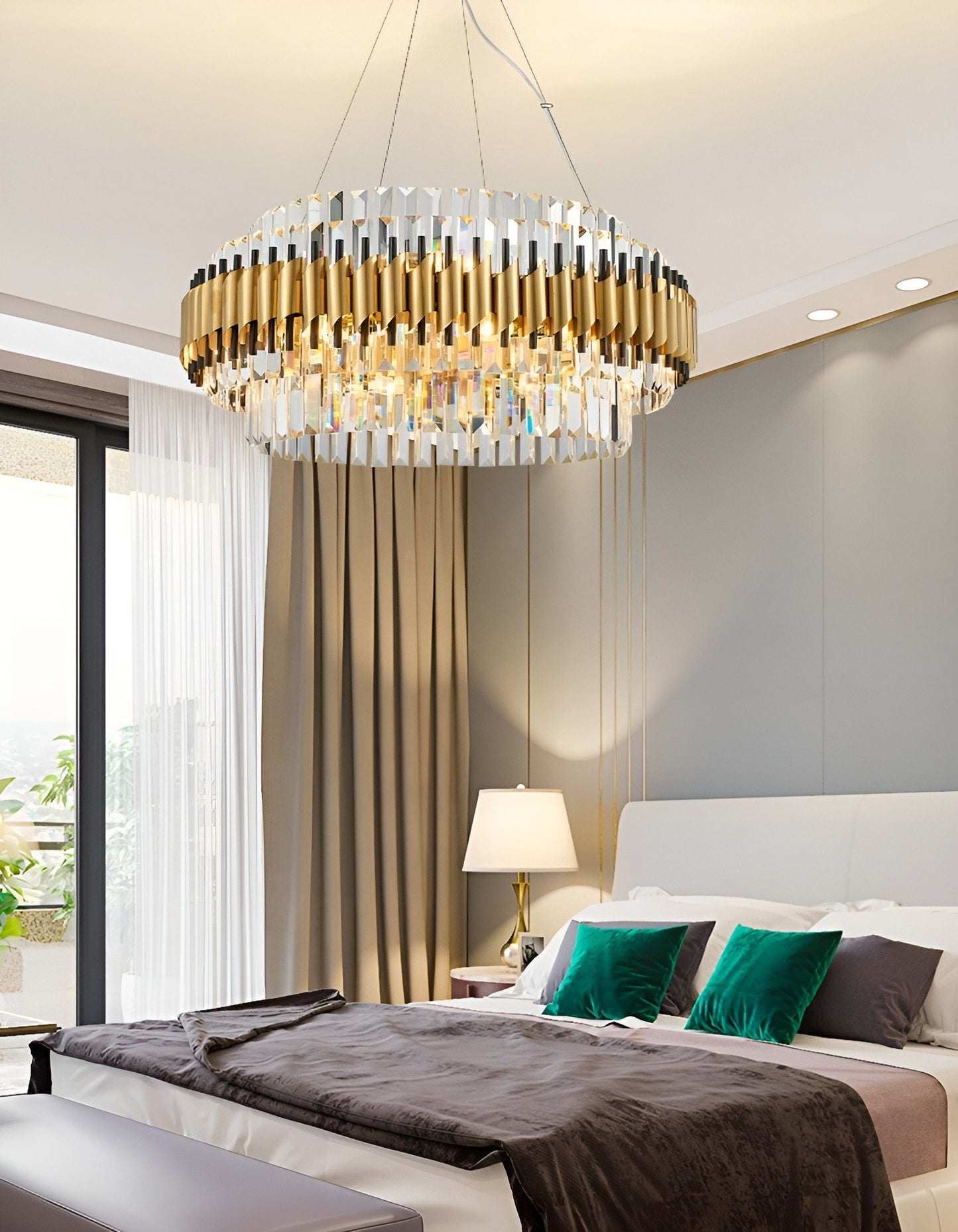 Innichen | Luxury Crystal LED Chandelier of Stainless Steel for Living Room, Dia31.4xh13.7", Cool LightBy Miron Demid LLC