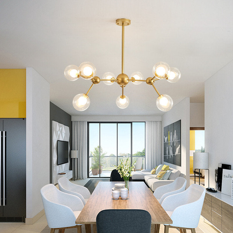 Cabiate | Glass Globe Shaped Chandelier for Bedroom, 9 Lights, Cool LightBy Miron Demid LLC