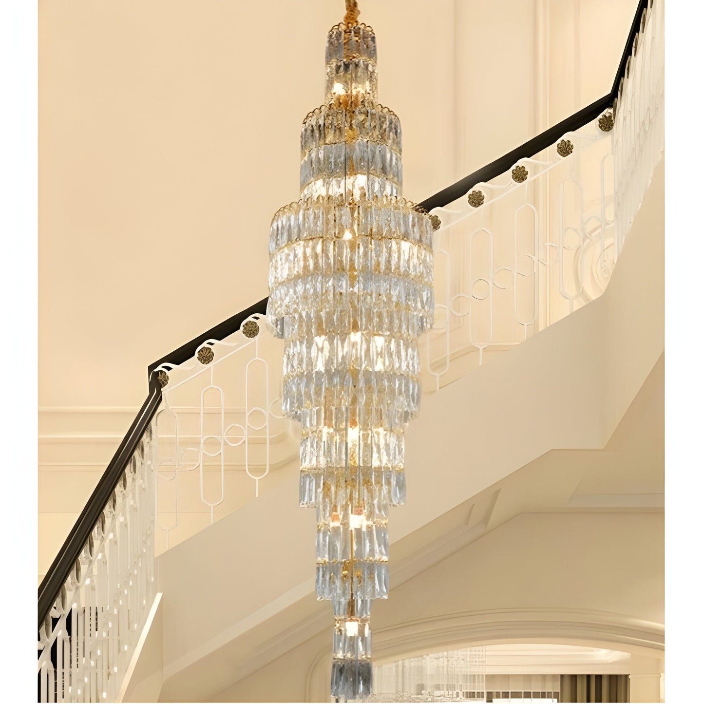 Pegli | New Luxury Long Crystal Chandelier for StairwayBy Miron Demid LLC