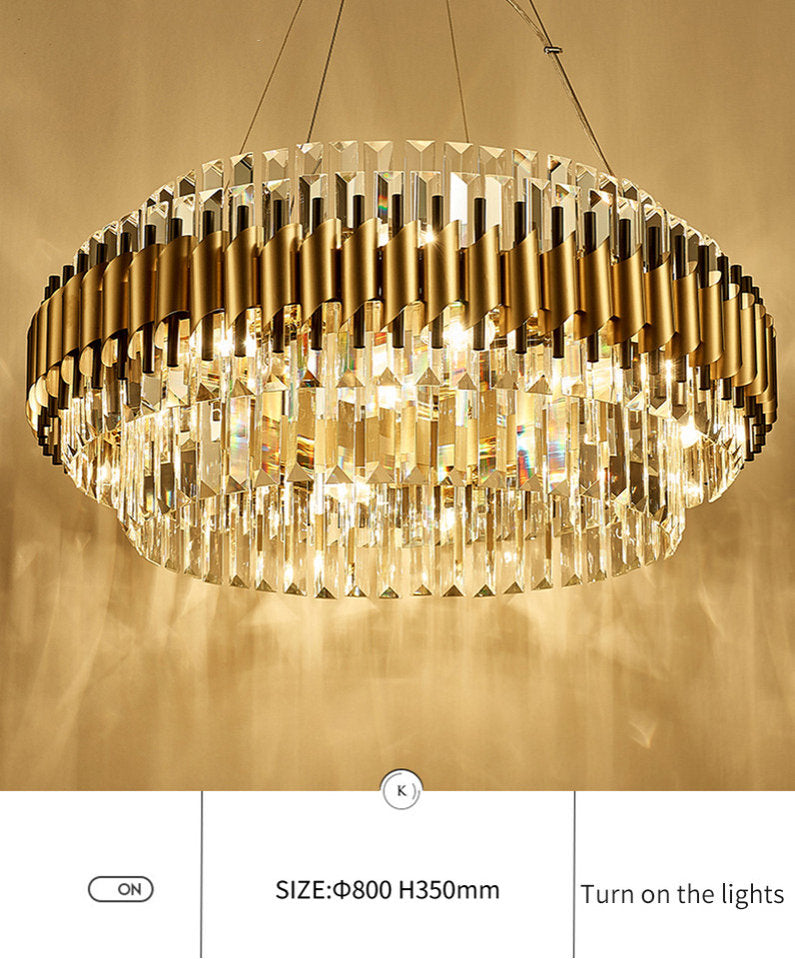 Innichen | Luxury Crystal LED Chandelier of Stainless Steel for Living Room, Dia31.4xh13.7", Cool LightBy Miron Demid LLC