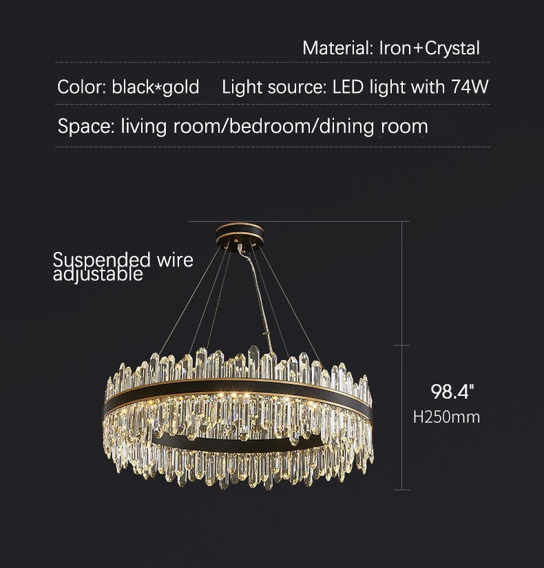 Ingria | Modern Ring LED Crystal Chandelier for Living Room, Dining Room, Dia39.4"By Miron Demid LLC