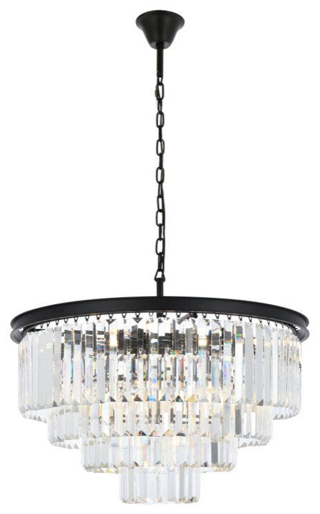 Elegant 1231D32MB/RC Sydney 17-Light Matte Black Chandelier ClearBy Elegant Furniture & Lighting