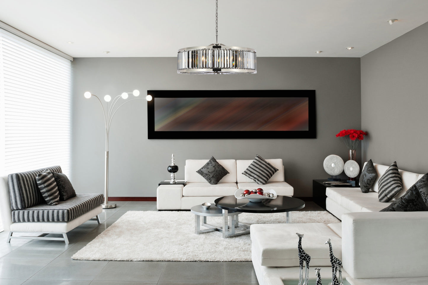 Elegant Lighting 1233G43-SS/RC Chelsea 10 Light 44"W Crystal Drum - Matte BlackBy Elegant Furniture & Lighting