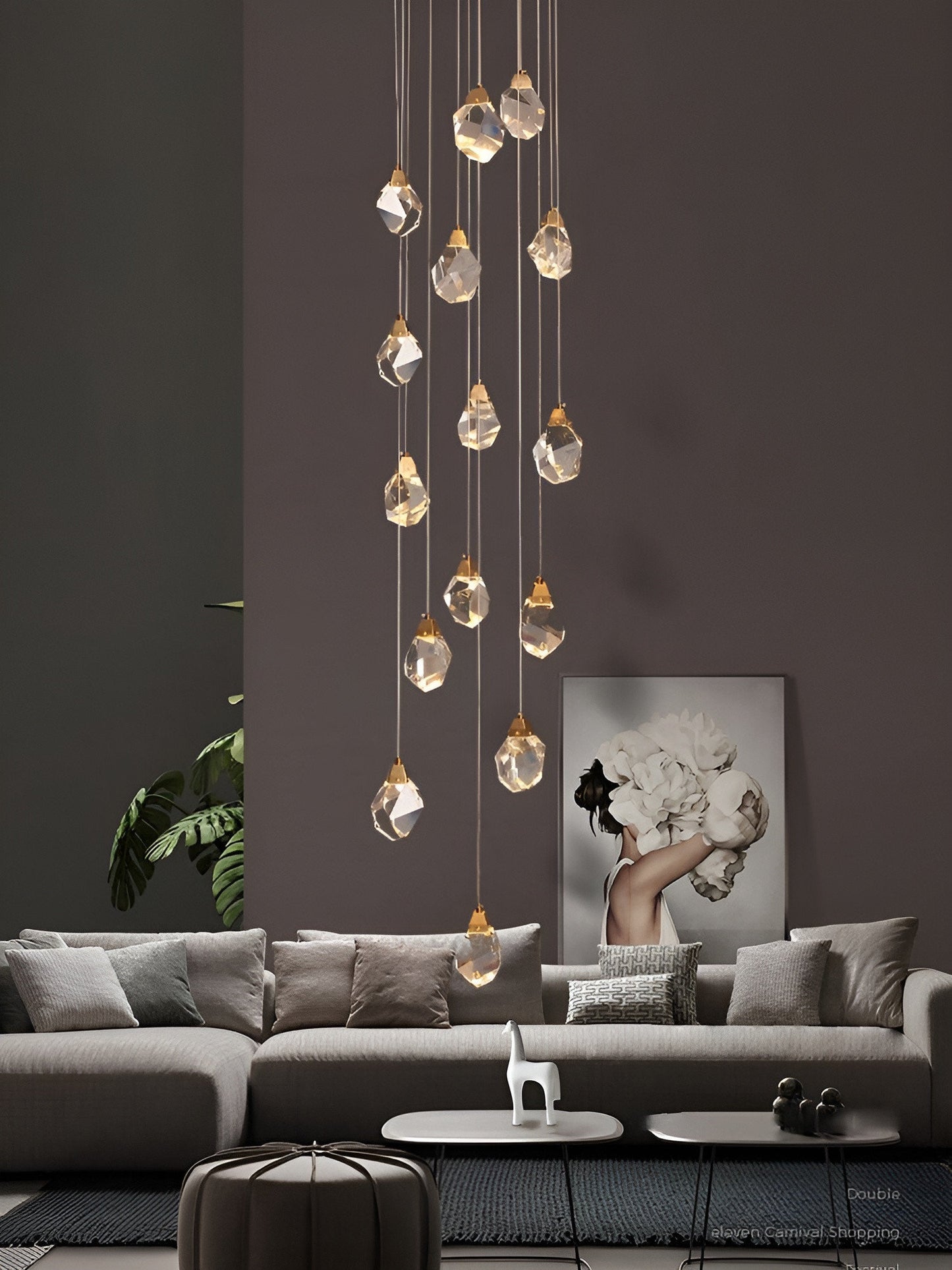 Luxury Diamond Crystal Chandelier, 14 Lights Round, DimmableBy Miron Demid LLC