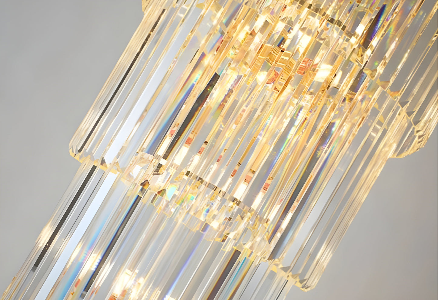 Belvedere | Royal Long Crystal Chandelier For Staircase, Amber Crystal, Dia27.6xh82.7" / Dia70xh210cm, Cool LightBy Miron Demid LLC
