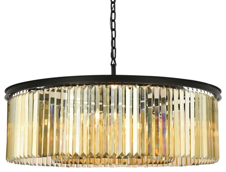 Elegant 1238G43MB-GT/RC Sydney 10-Light Matte Black Chandelier Golden TeakBy Elegant Furniture & Lighting