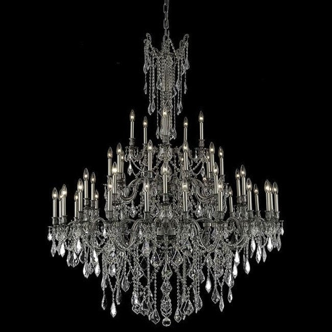 Elegant Lighting 9245G54/RC Rosalia 45 Light 54"W Crystal - PewterBy Elegant Furniture & Lighting