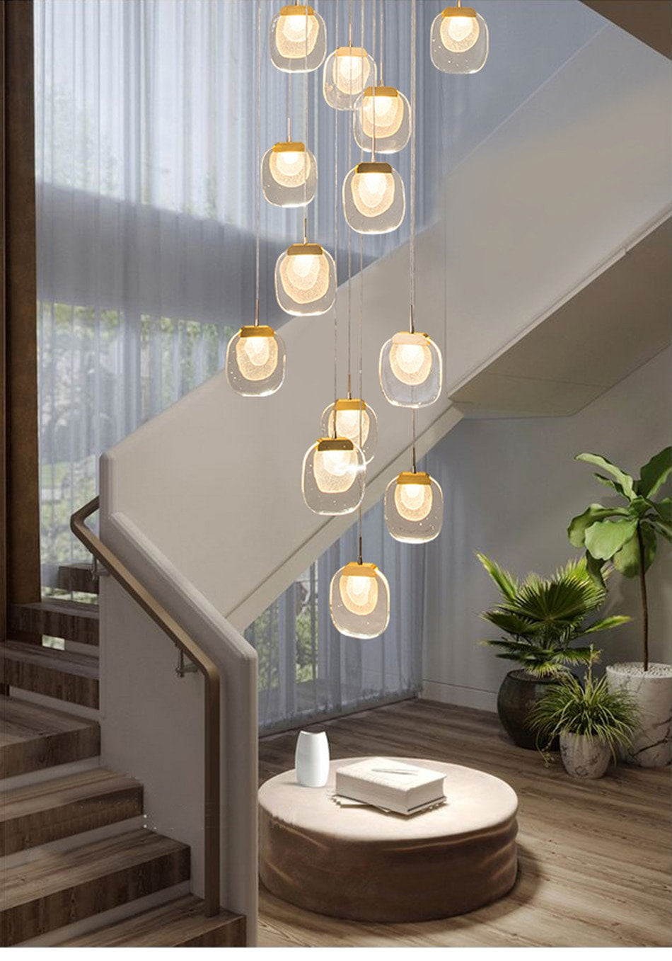 MIRODEMI? Vernazza Creative Staircase Crystal Chandelier, 15 LightsBy Miron Demid LLC