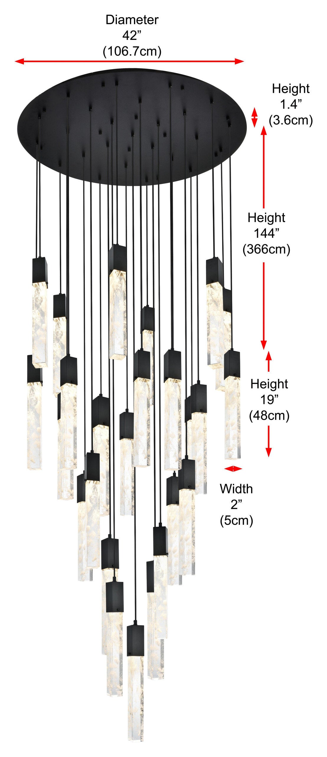 Home Living 42" Chandelier, BlackBy Home Living