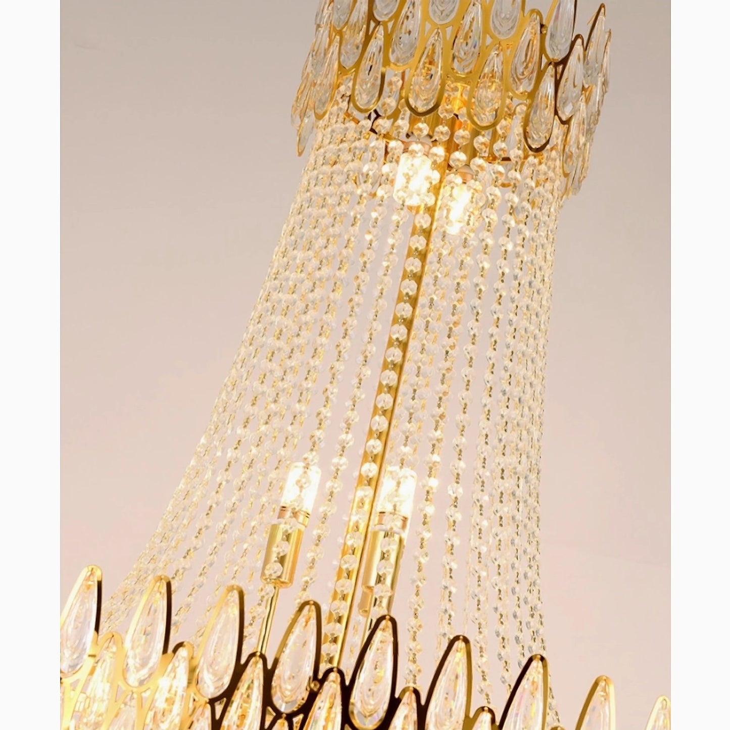 La Bollene-Vesubie | Hanging Posh Gold Crystal Chandelier, Medium - Dia80xh120cm / Dia31.5xh47.2"By Miron Demid LLC