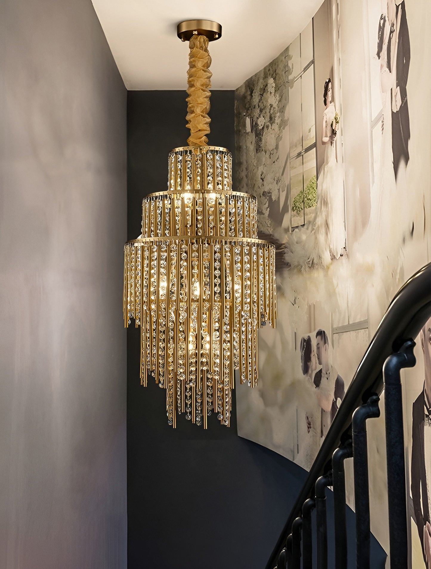Antibes | Luxury Gold Chandelier With Crystal Balls, Cool Light, Non-DimmableBy Miron Demid LLC