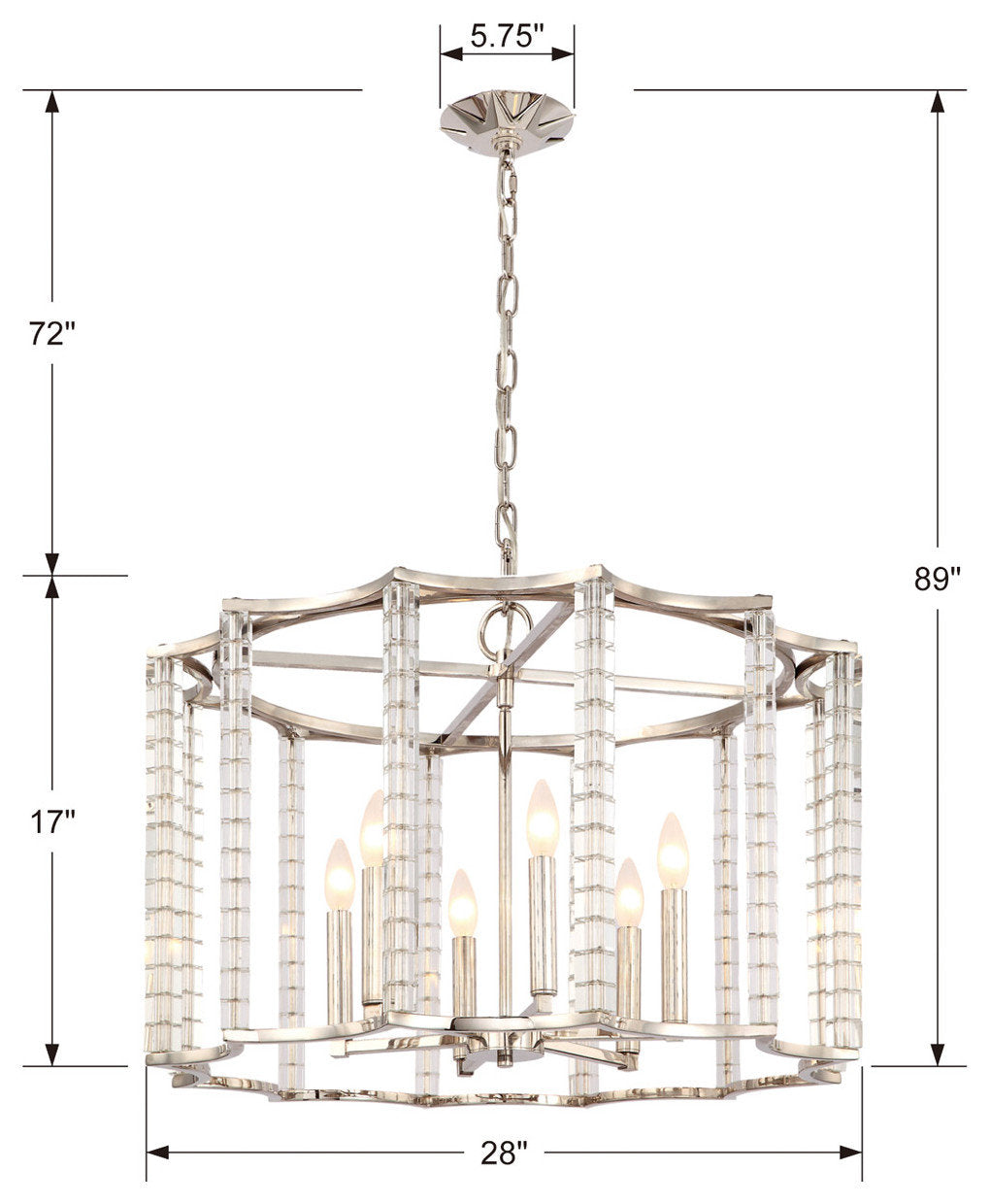 Carson 6 Light Chandelier, Polished NickelBy Crystorama Lighting