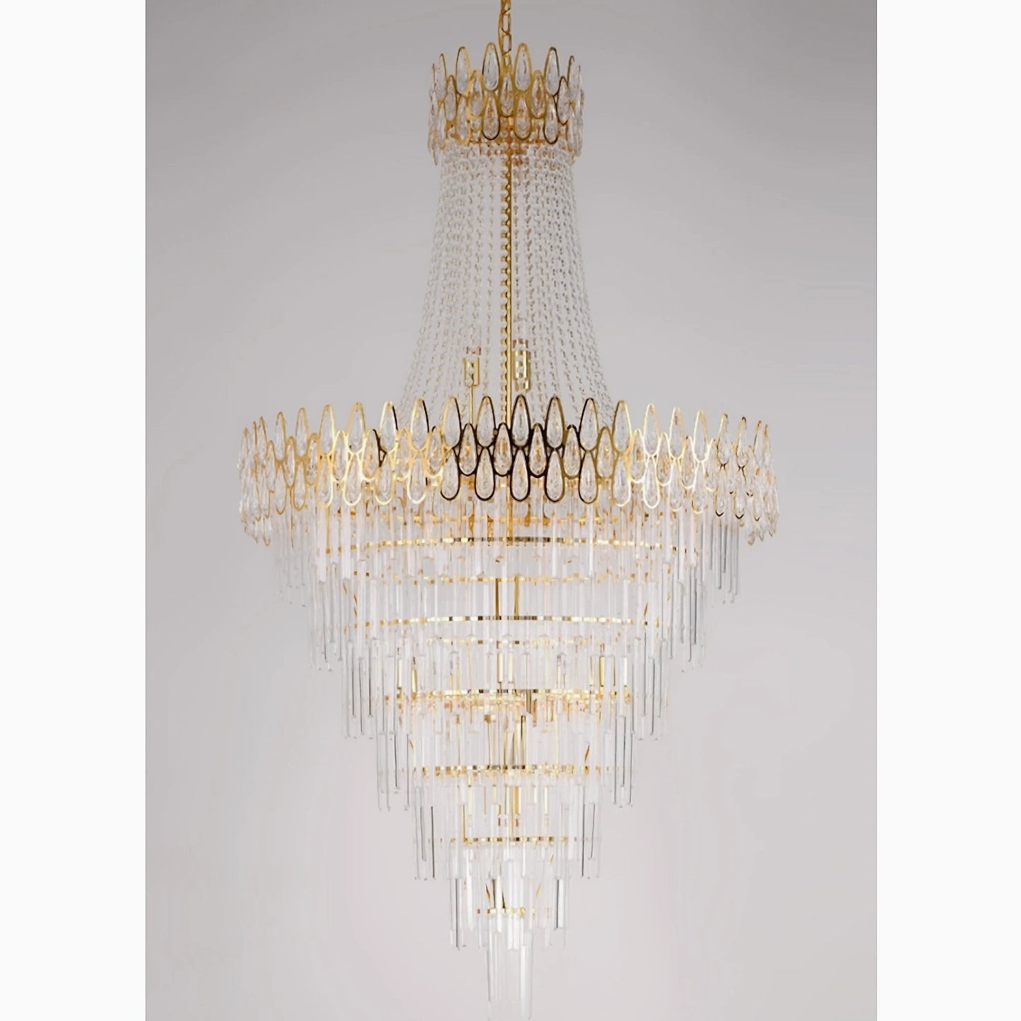 La Bollene-Vesubie | Hanging Posh Gold Crystal Chandelier, Medium - Dia80xh120cm / Dia31.5xh47.2"By Miron Demid LLC