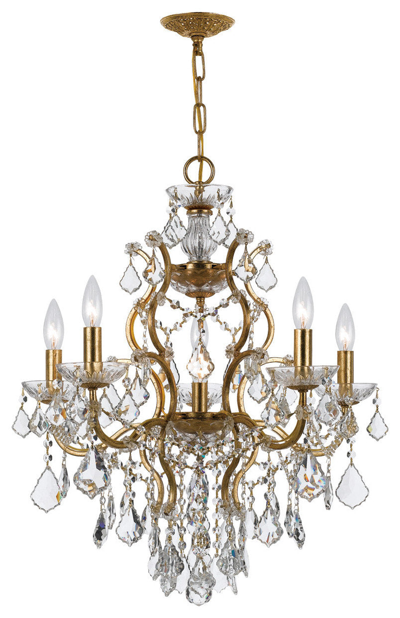 Filmore 6 Light Chandelier, Antique Gold, Clear Swarovski StrassBy Crystorama Lighting