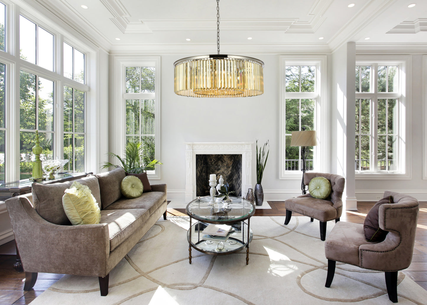Elegant Lighting 1238G43-GT/RC Sydney 10 Light 44"W Crystal Drum - PolishedBy Elegant Furniture & Lighting
