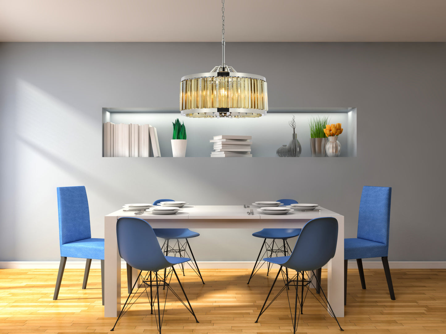 Elegant Lighting 1203D28-GT/RC Chelsea 8 Light 28"W Crystal Drum - PolishedBy Elegant Furniture & Lighting