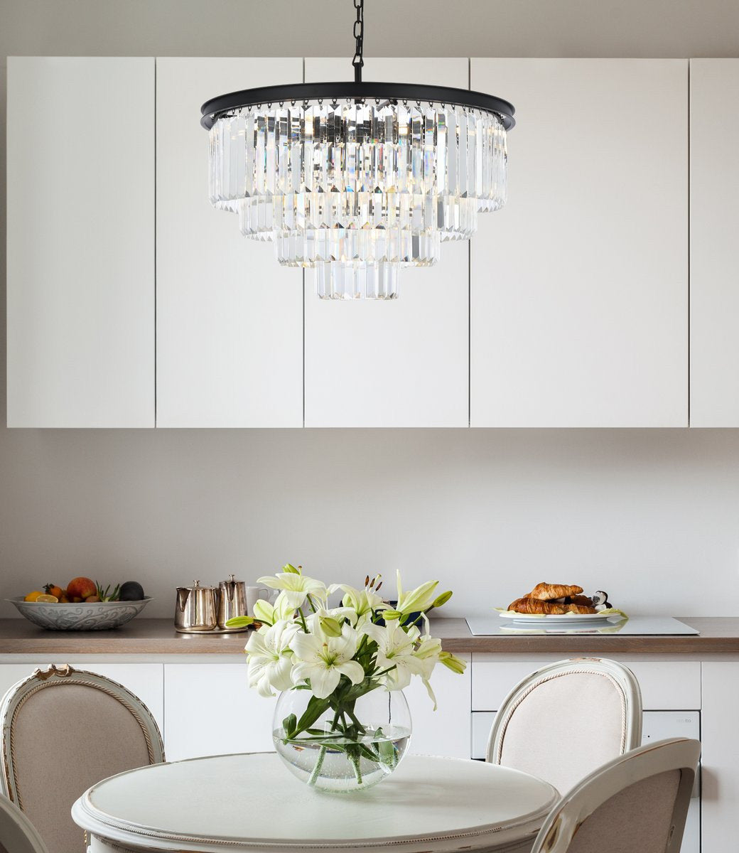 Elegant 1231D32MB/RC Sydney 17-Light Matte Black Chandelier ClearBy Elegant Furniture & Lighting