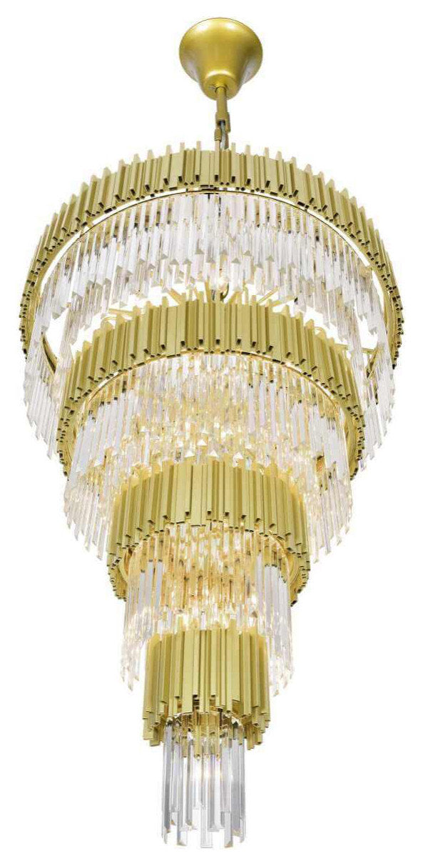 34 Light 40" Down Chandelier, Medallion Gold With Clear CrystalBy Crystallo Lighting