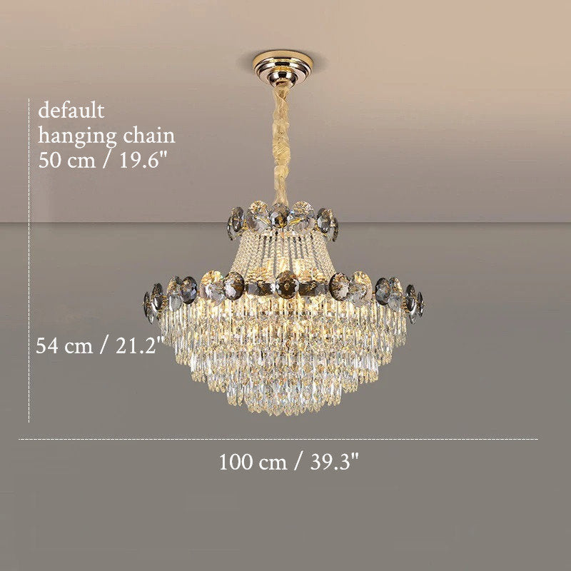 European Chic Round Crystal Chandelier, Dia39.4 X H21.3", Cool LightBy Miron Demid LLC
