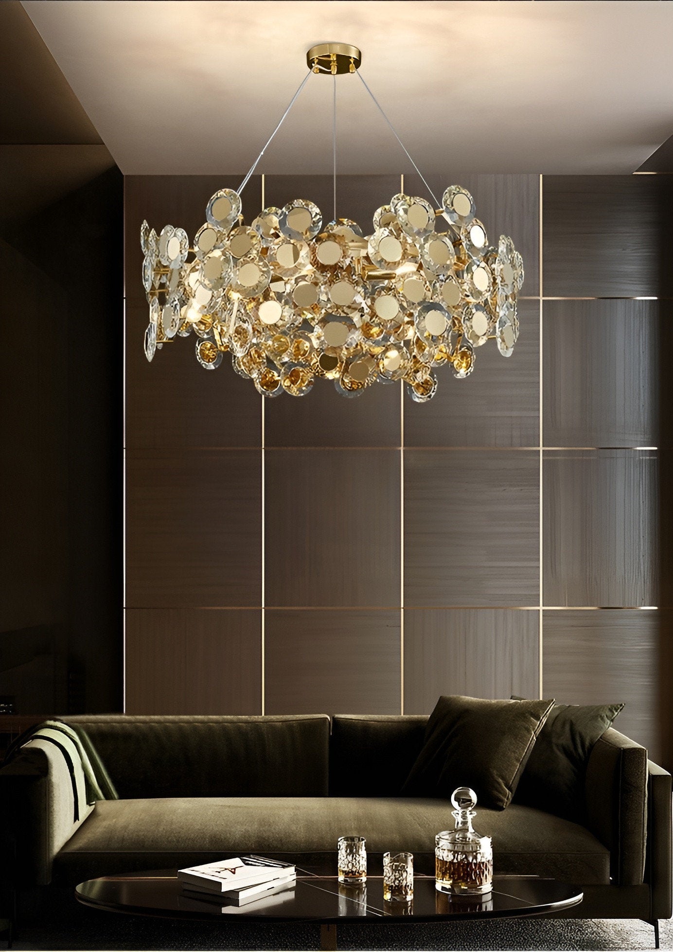 Alfano | Gold Creative Luxury Design Crystal LED Chandelier, Dia31.5"By Miron Demid LLC