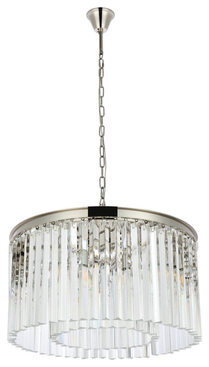 Elegant Lighting 1208D26/RC Sydney 8 Light 26"W Crystal Drum - Polished NickelBy Elegant Furniture & Lighting