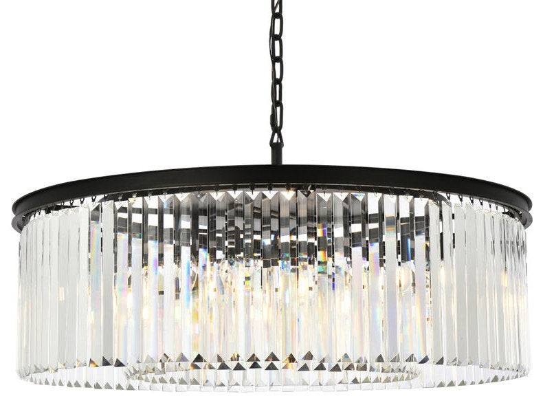 Elegant 1238G43MB/RC Sydney 10-Light Matte Black Chandelier ClearBy Elegant Furniture & Lighting