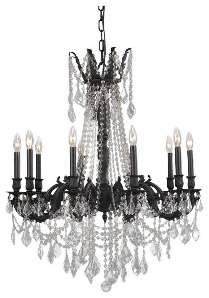 Elegant Rosalia 10-Light Dark Bronze Chandelier Golden TeakBy Elegant Furniture & Lighting