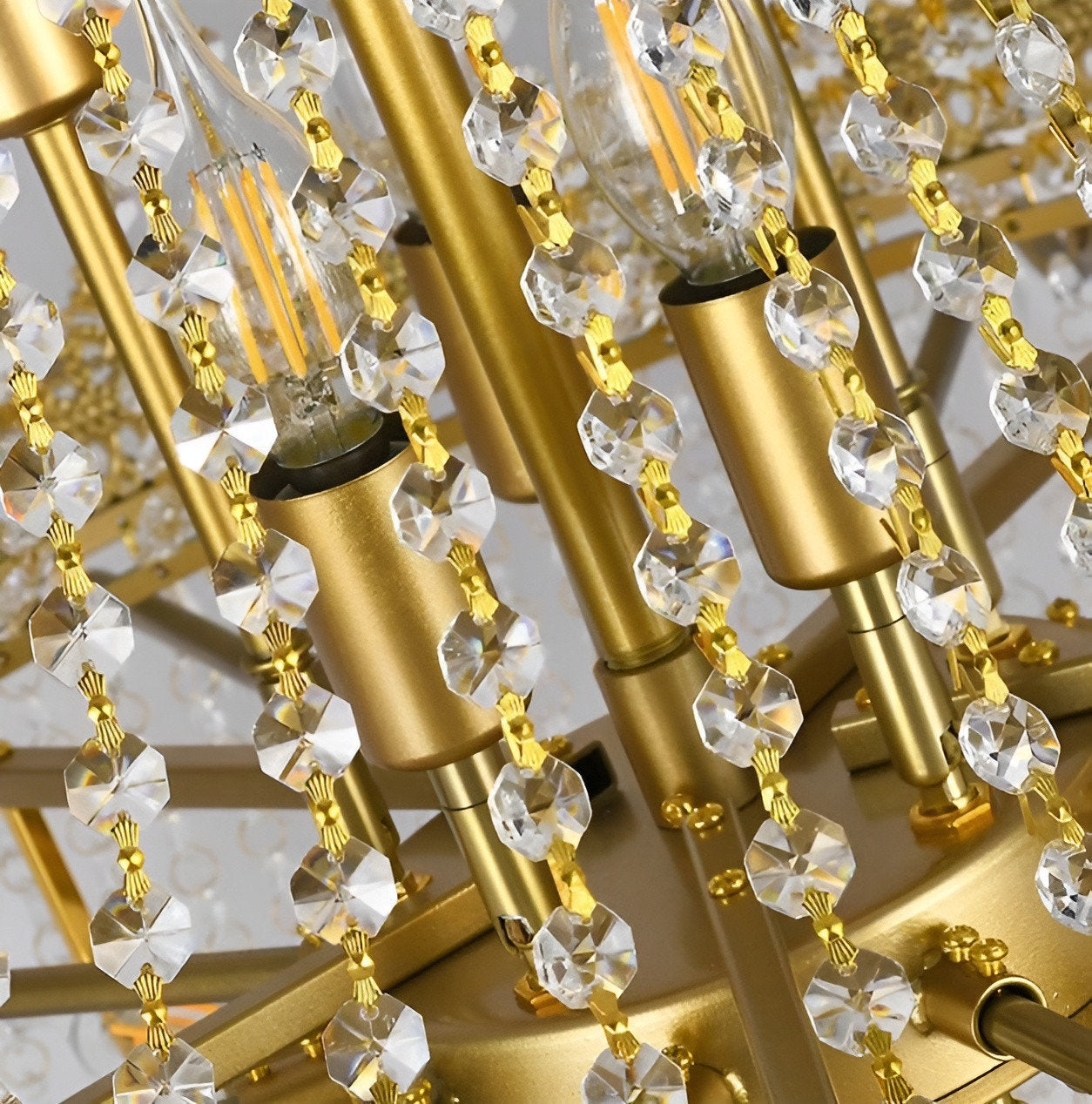 Opio | Classical Large Crystal Candle Ceiling Chandelier, Gold, Dia23.6" H34.6", Non-Dimmable, Warm LightBy Miron Demid LLC