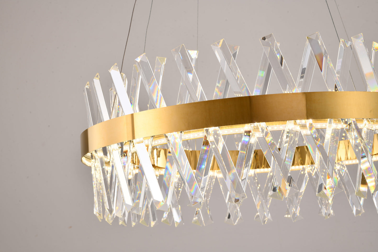 26" Dimmable Gold LED Chandelier With Clear CrystalsBy Design Living