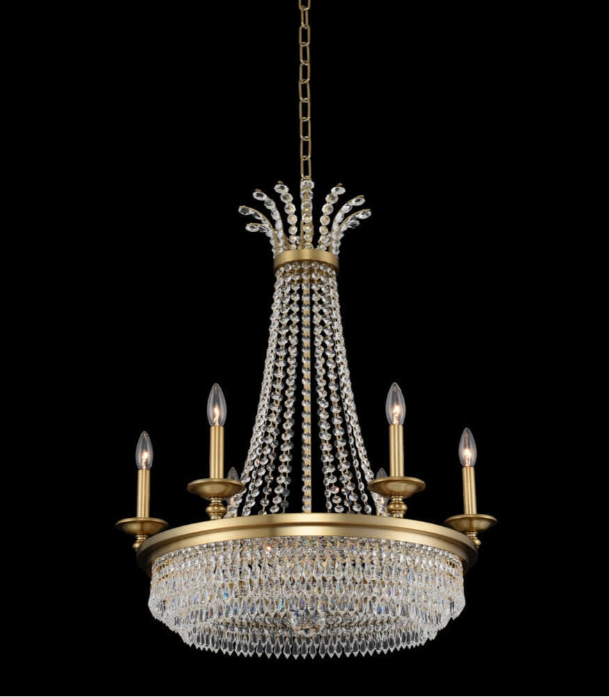 Allegri Tavo 6 Light 26" Chandelier, Winter BrassBy Allegri Crystal by Kalco Lighting