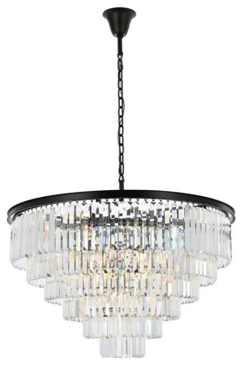 Elegant Lighting 1231D44/RC Sydney 33 Light 44"W Crystal - Matte BlackBy Elegant Furniture & Lighting