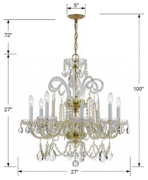 Crystal 8-Light Chandelier in Classic Style, 27"Wx27"HBy Crystorama Lighting