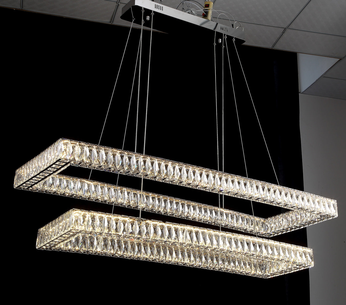 Beautiful Things Lighting Double Rectangle LED Crystal Chandelier BTL008By Beautiful Things Lighting