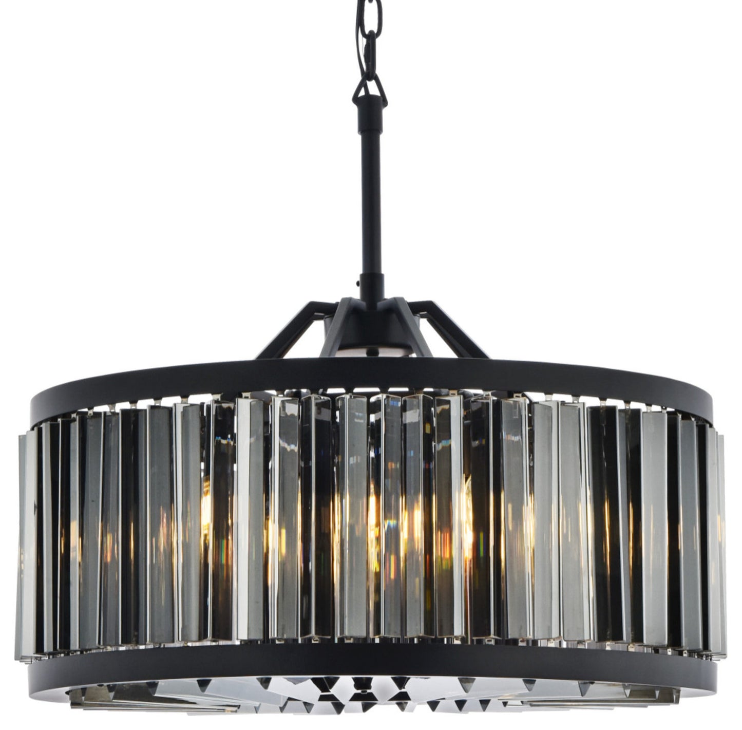 Elegant Lighting 1203D28-SS/RC Chelsea 8 Light 28"W Crystal Drum - Matte BlackBy Elegant Furniture & Lighting