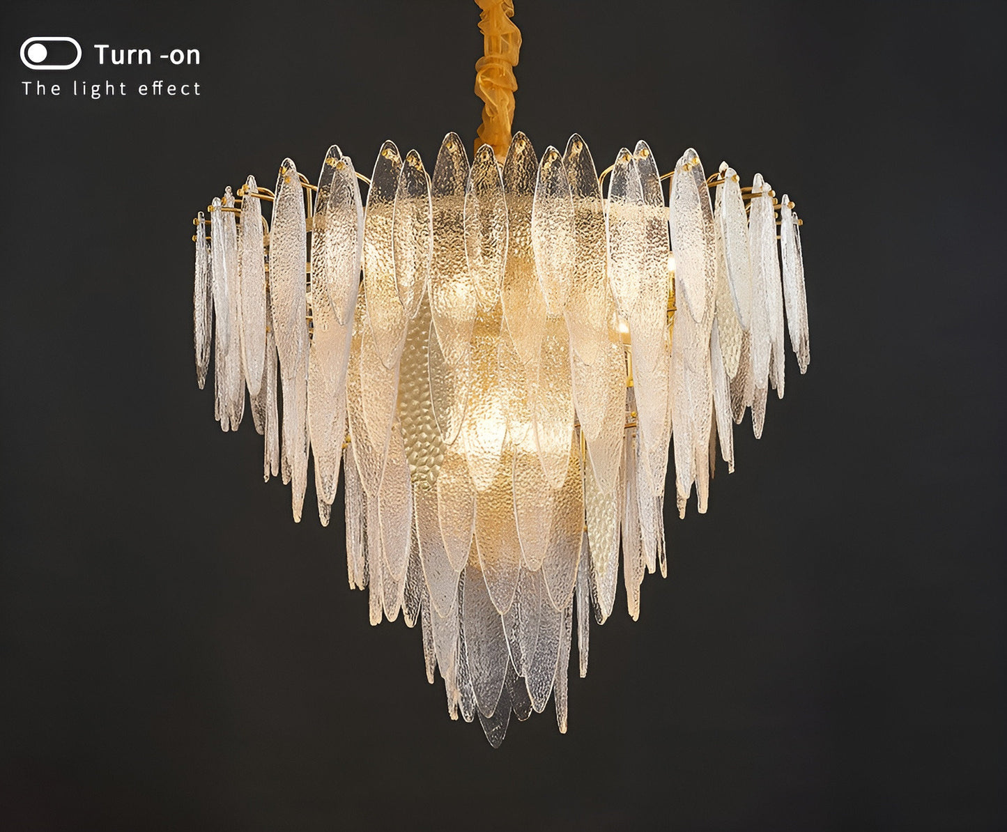 Altavilla Irpina | Round Gold Frosted/Smoke Gray/Blue Crystal Chandelier, Gold, Dia31.5"By Miron Demid LLC